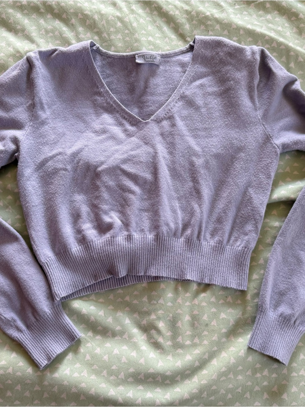 Soft V-Neck Lavender Crop Sweater